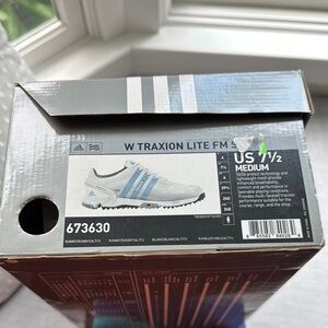 Adidas Traxion Lite FM Women’s Golf Shoes - White and Blue